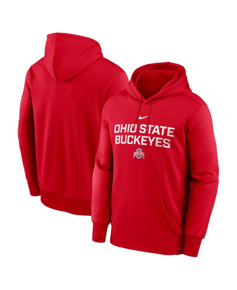 Men's Scarlet Ohio State Buckeyes Team Stacked Performance Pullover Hoodie