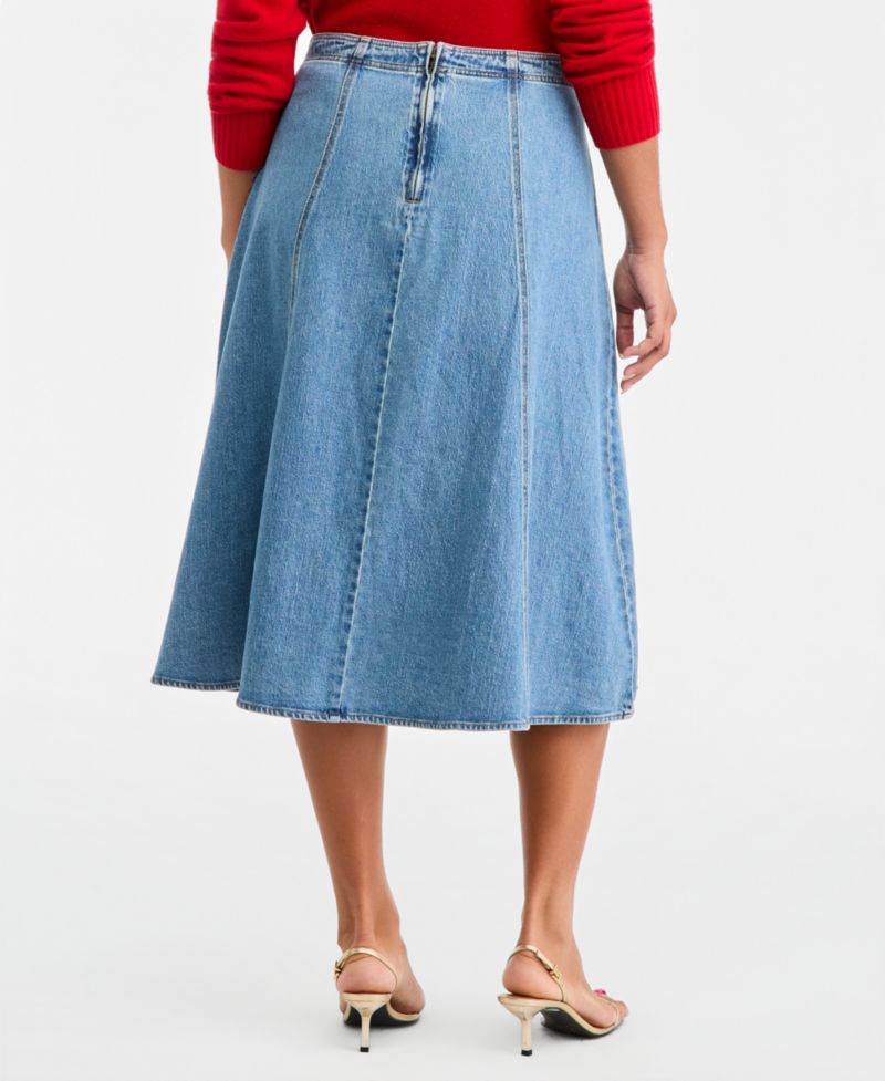 Women's Denim A-Line Midi Skirt