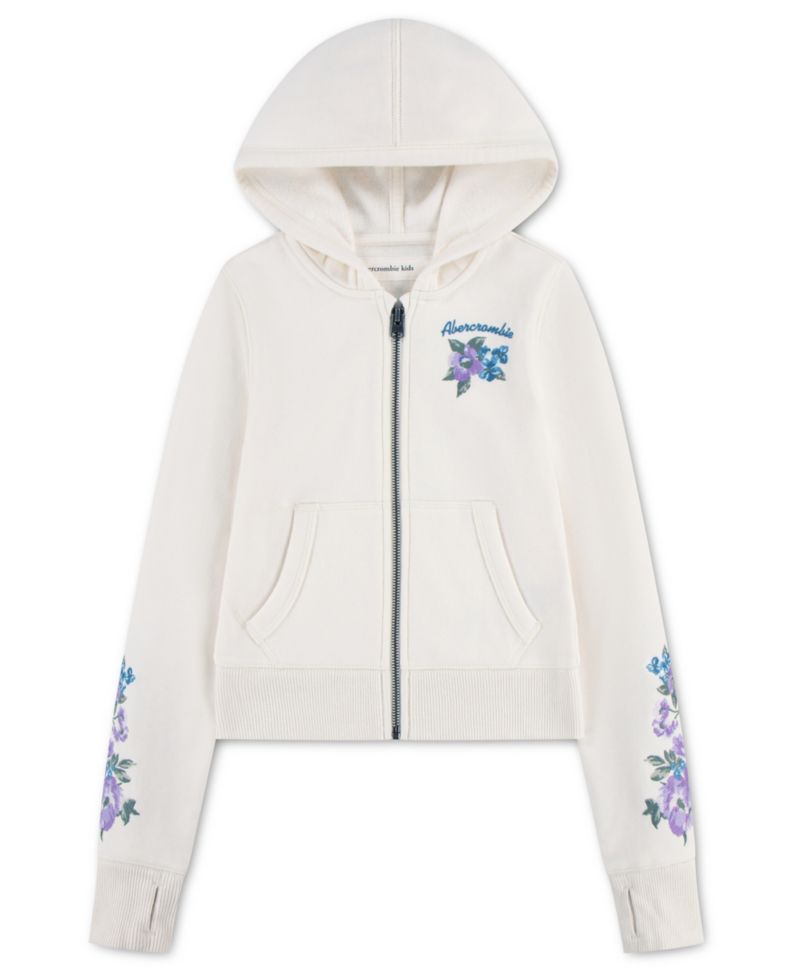 Girls' 5-16 Floral Full-Zip Hoodie