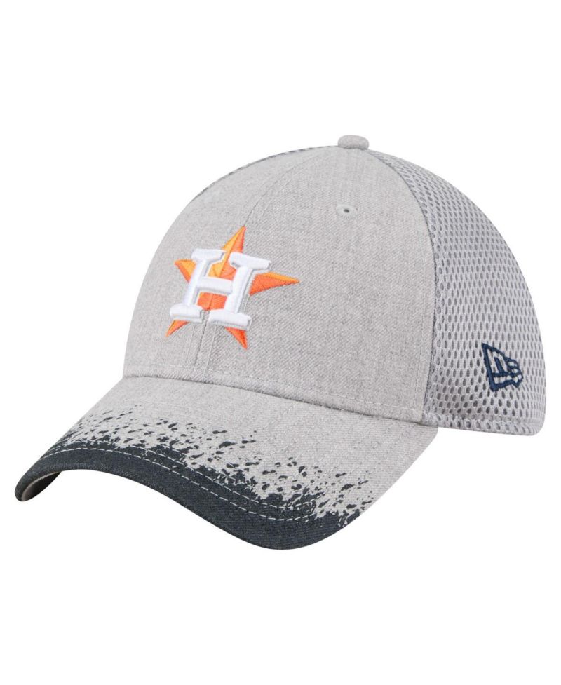 Men's Gray Houston Astros Visor Paint Splatter 39THIRTY Flex Hat
