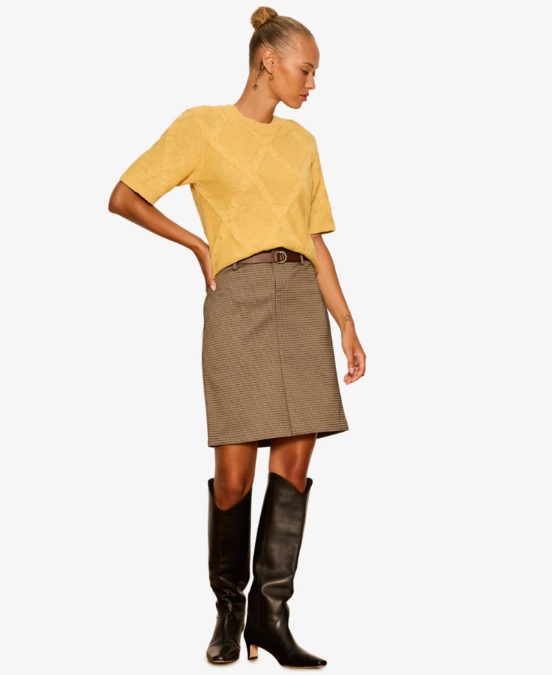 Petite Short-Sleeve Cotton Sweater T-Shirt