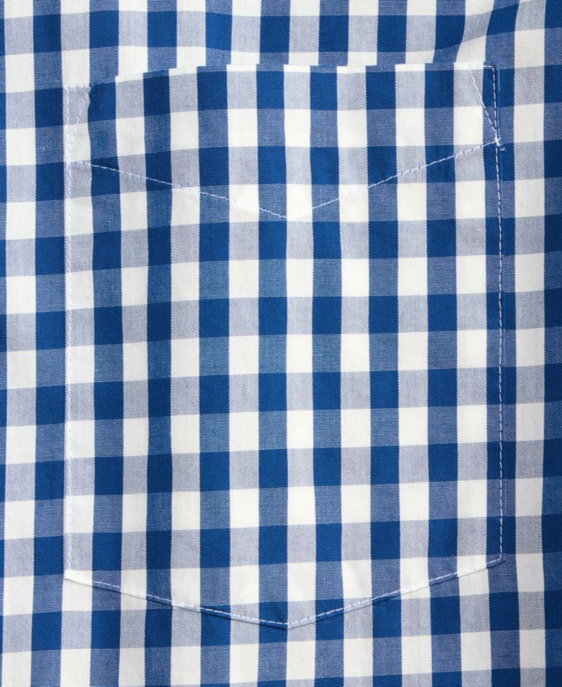 Men's Long-Sleeve Gingham Cotton Poplin Shirt