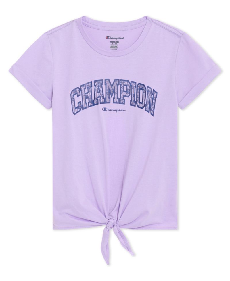 Girls' 7-16 Tie Front Graphic Short-Sleeve T-Shirt