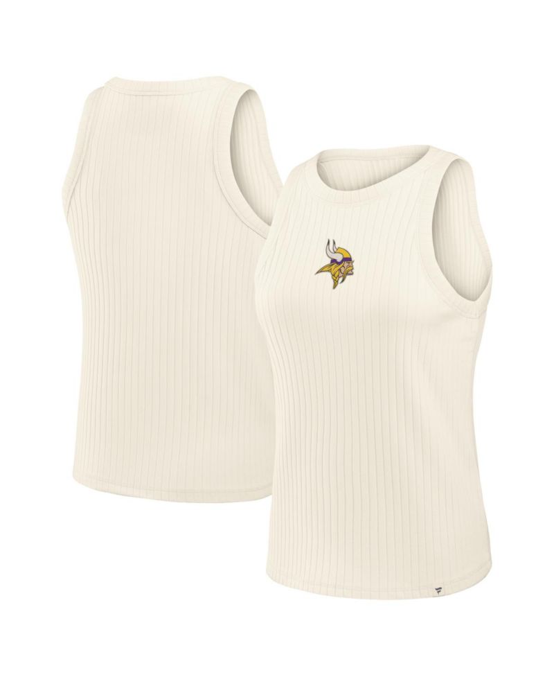 Women's Cream Minnesota Vikings Star Play Tri-Blend Ribbed Tank Top