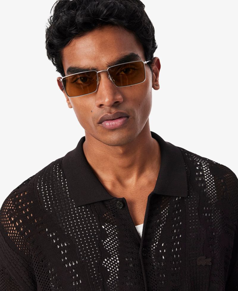 Men's Lacy Knit Polo Collar Sweater Shirt