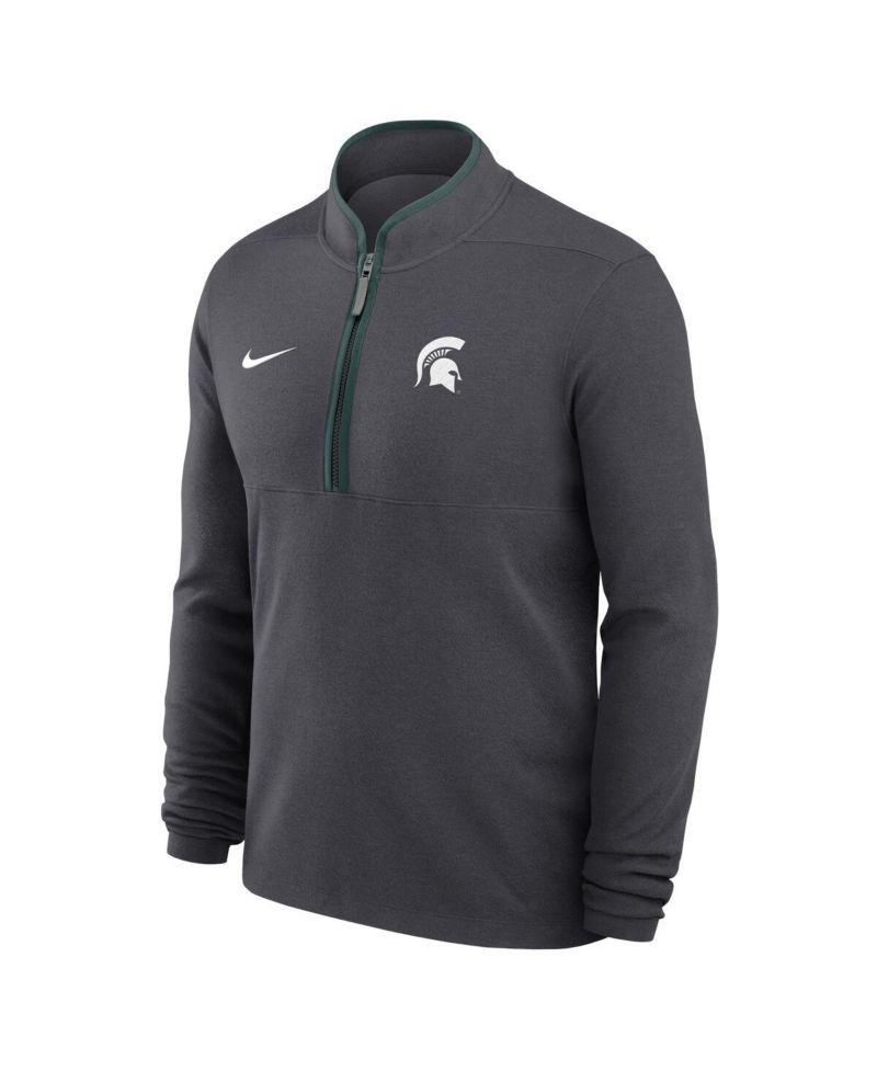 Men's Anthracite Michigan State Spartans Courtside Victory Dri-FIT Half-Zip Pullover Sweatshirt