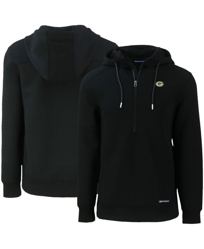 Men's Black Green Bay Packers Primary Mark Roam Half-Zip Pullover Hoodie