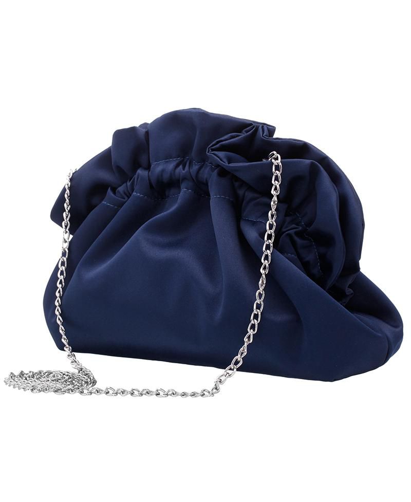 Satin Gathered Crossbody Pouch Bag