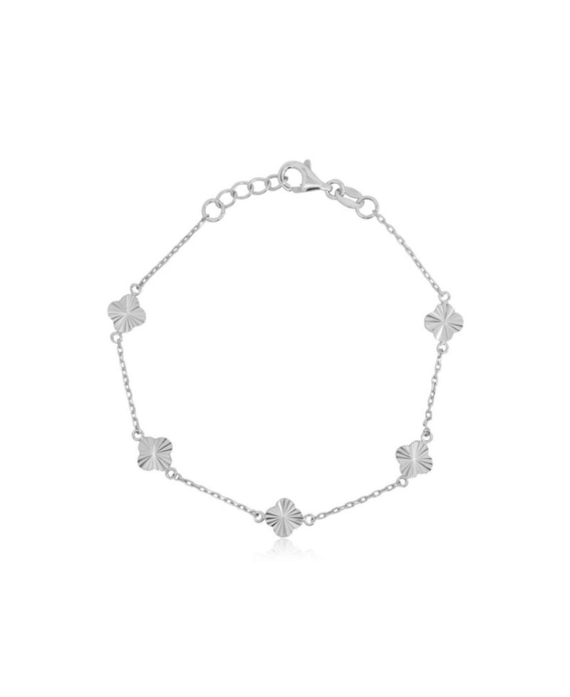 Mini Fluted Clover Bracelet Sterling Silver