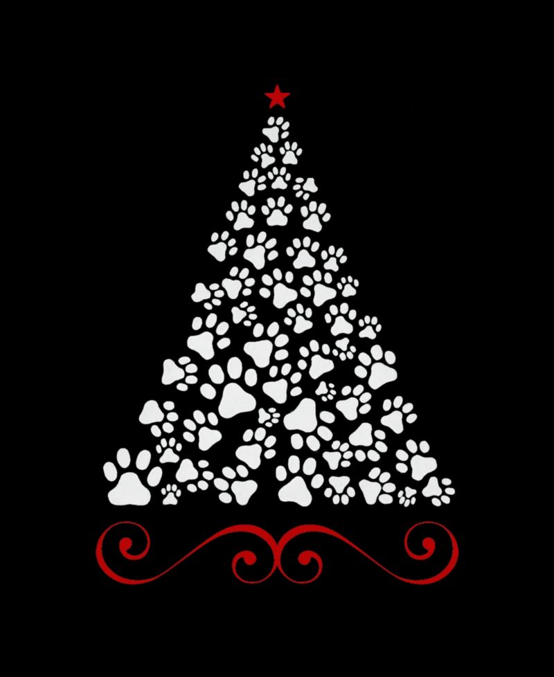 Men's Paw Christmas Tree Premium Blend Word Art T-Shirt