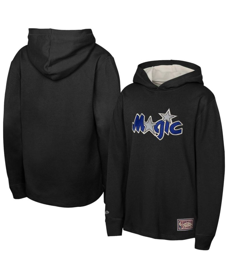 Big Boys and Girls Black Orlando Magic Hardwood Classics Lightweight Thermal Long Sleeve Hoodie T-Shirt
