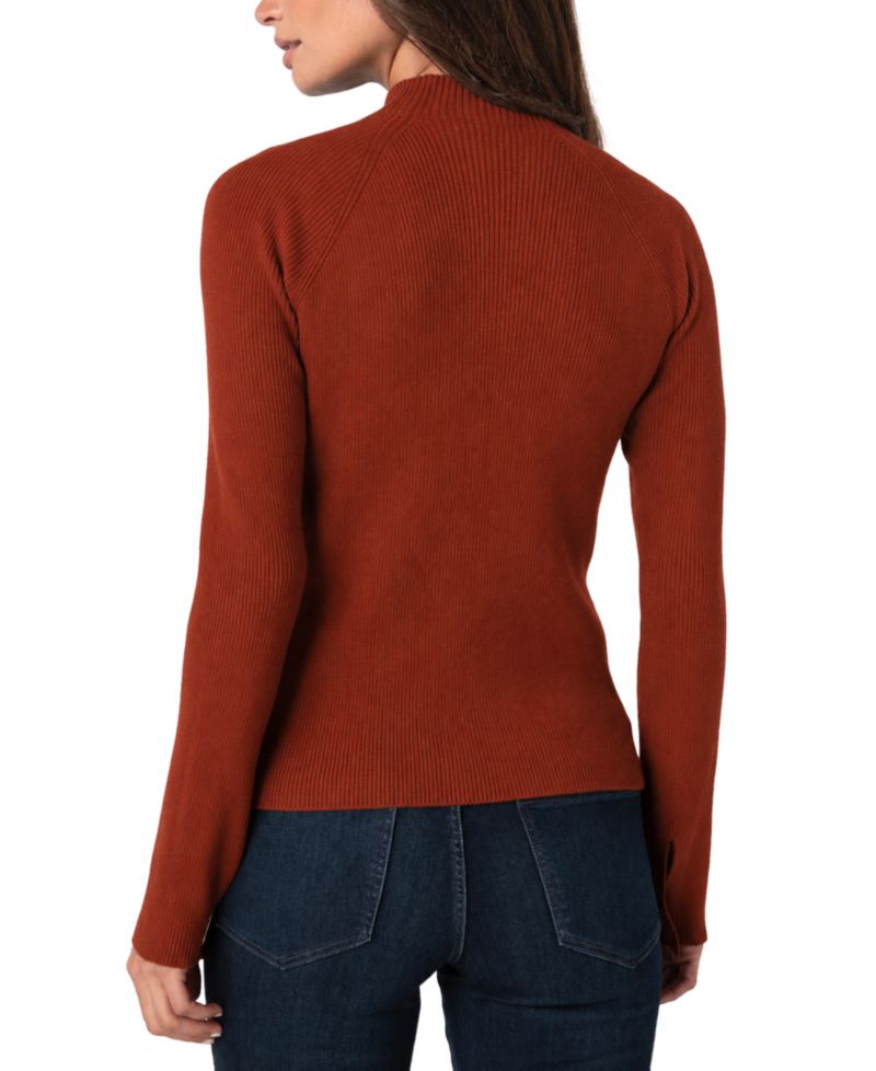Women's Long-Sleeve Turtleneck Mixed-Ribbed Sweater