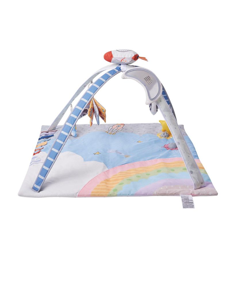 Baby Play Gym Mat with 6 Sensory Toys, Tummy Time Activity Mat 35" x 35