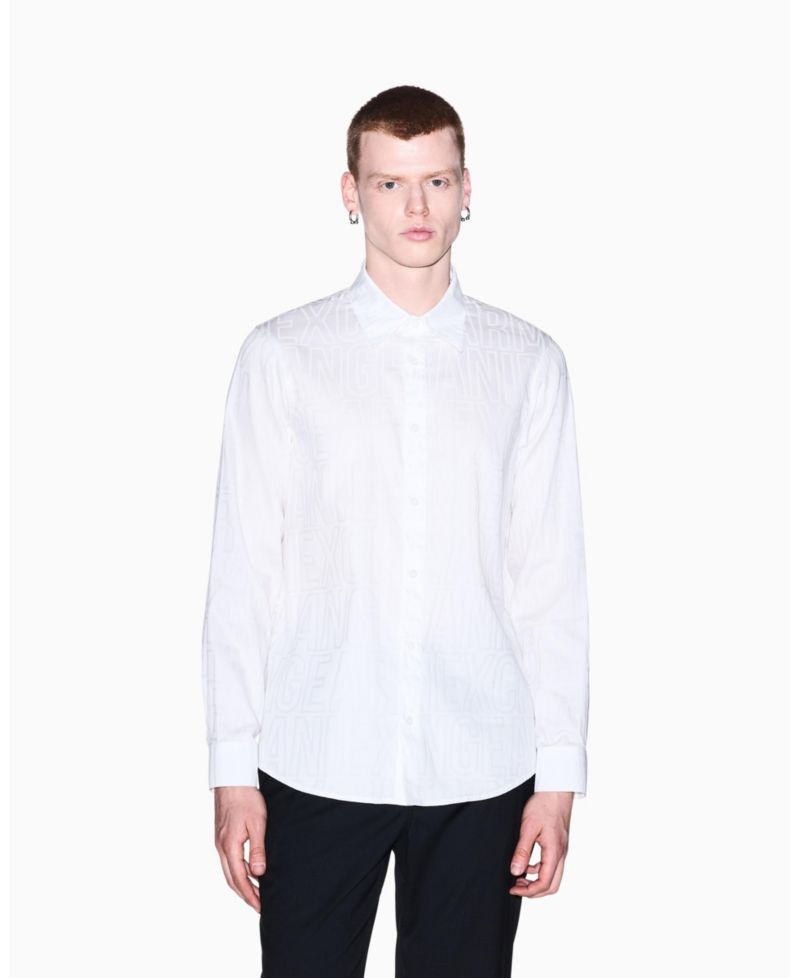 Men's Cotton Jacquard All Over Logo Woven Shirt
