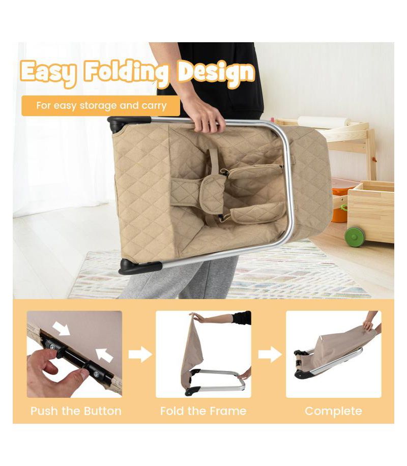 Portable Baby Bouncer Seat with Sturdy Aluminum & Metal Frame for Infants