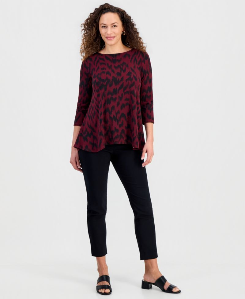 Petite Printed 3/4-Sleeve Long Top