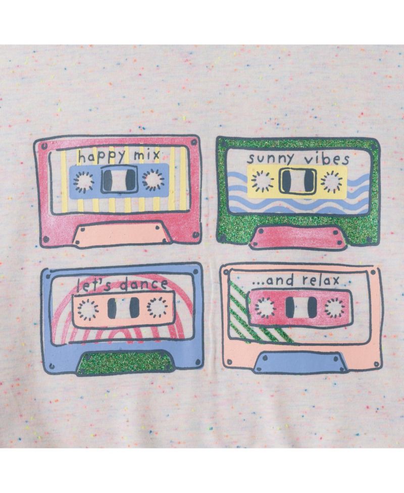 Big Girls White Cassette Tie Front Graphic Tee