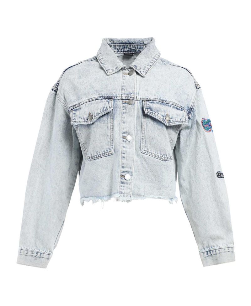 Women's Denim Florida Gators Light Wash Cropped Button-Up Jean Jacket