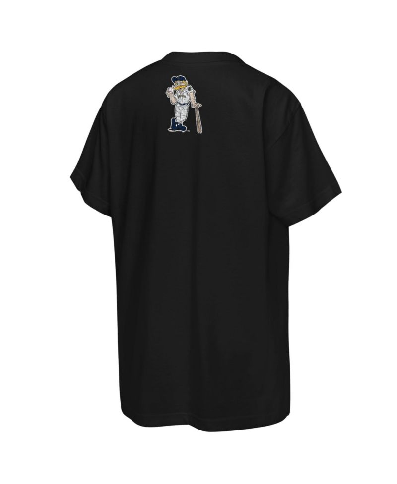 Big Boys and Girls Black Milwaukee Brewers Big Face Mascot T-Shirt