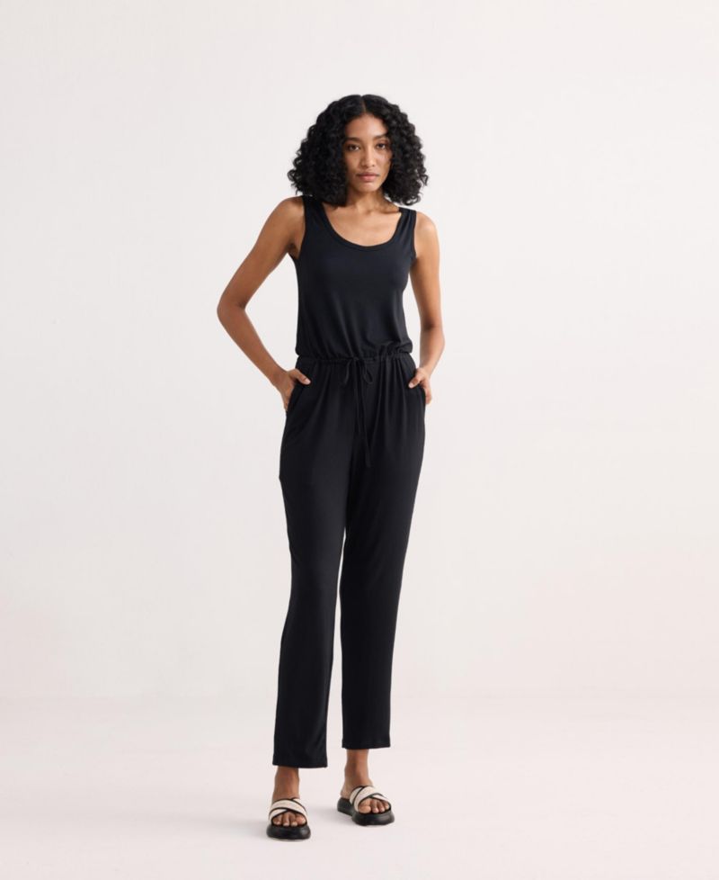 Women's Relaxed Drawstring Jumpsuit in Black