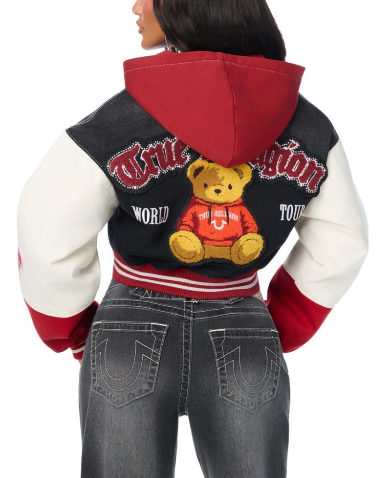 Women's Denim Hooded Bomber Jacket