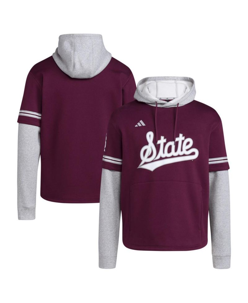 Men's Maroon Mississippi State Bulldogs Pullover Baseball Jersey Hoodie