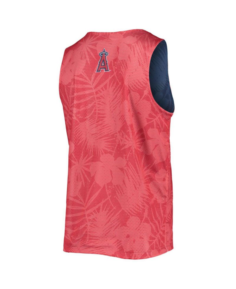 Men's Red, Navy Los Angeles Angels Floral Reversible Mesh Tank Top