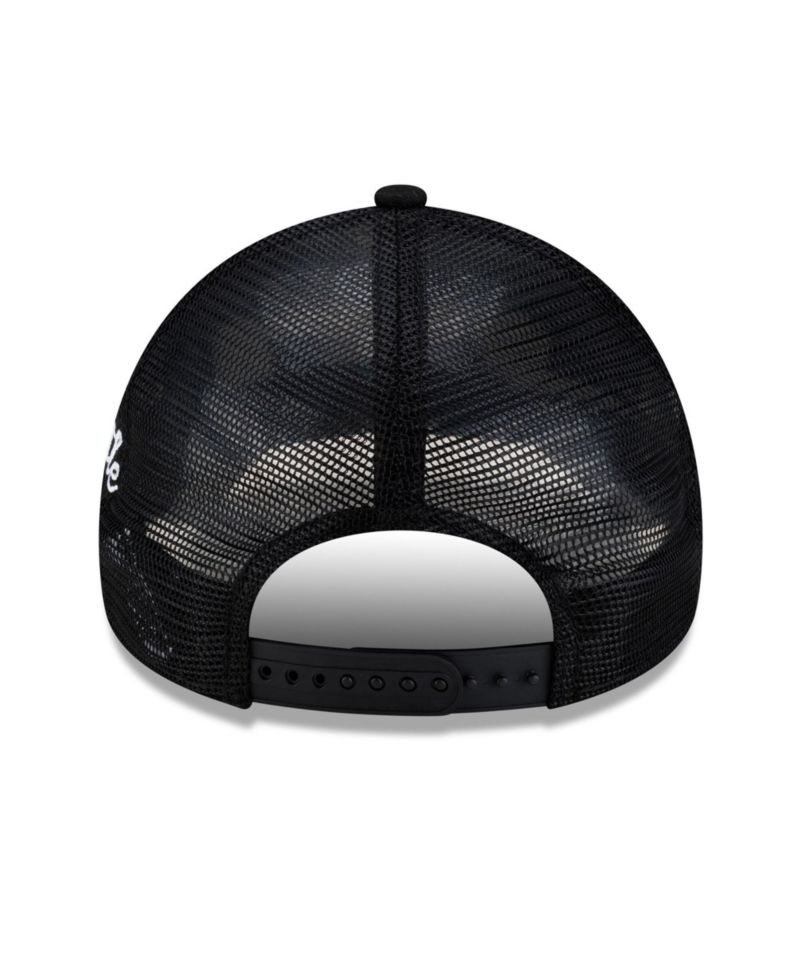 Men's Black Seattle Mariners Side Script 9FORTY A-Frame Trucker Adjustable Hat