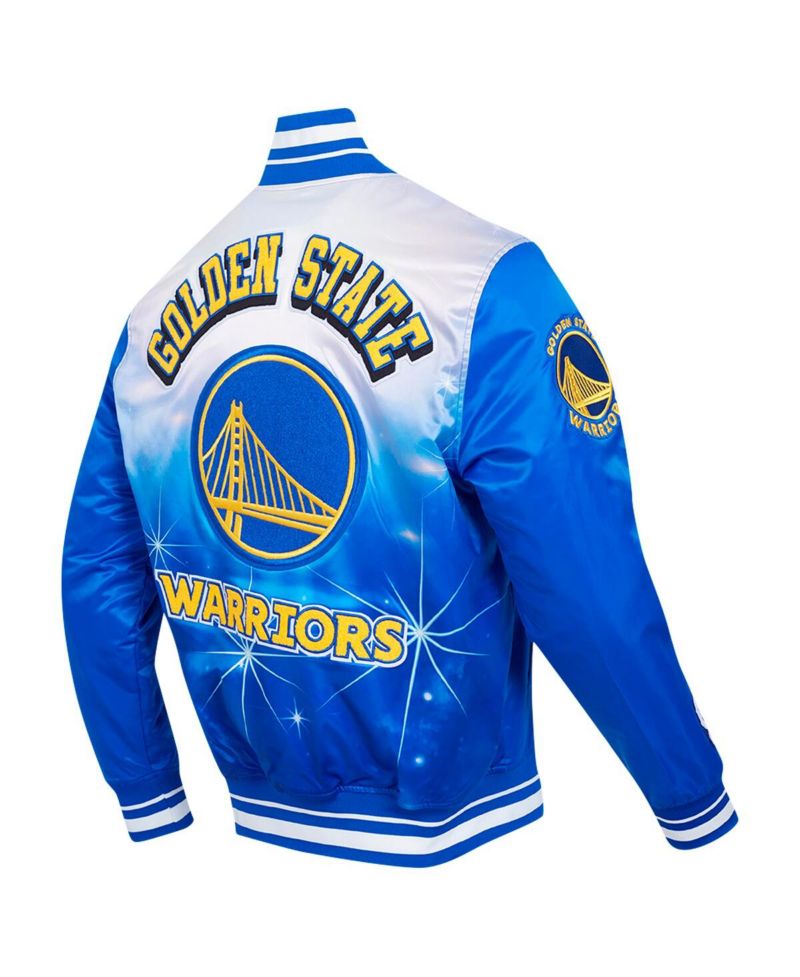 Men's Royal Golden State Warriors Sublimated Satin Full-Snap Jacket
