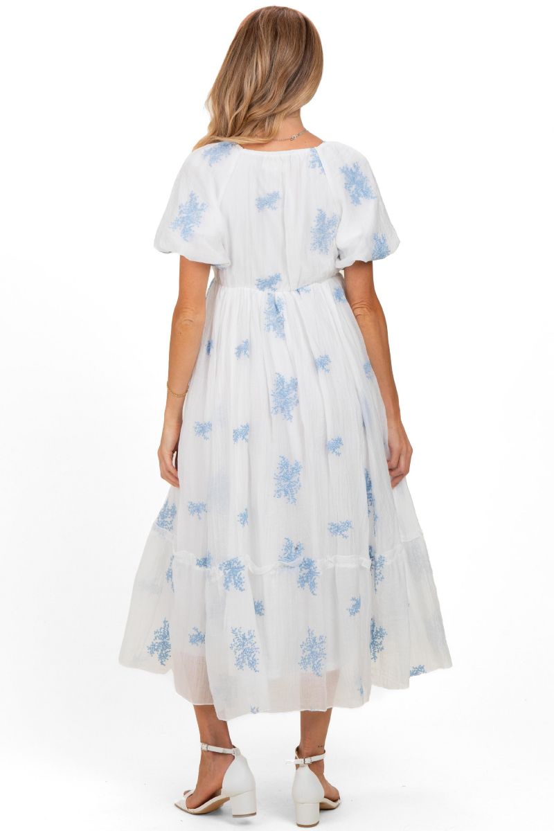 Women's Mauve Floral Print Ruffle Hem Midi Dress