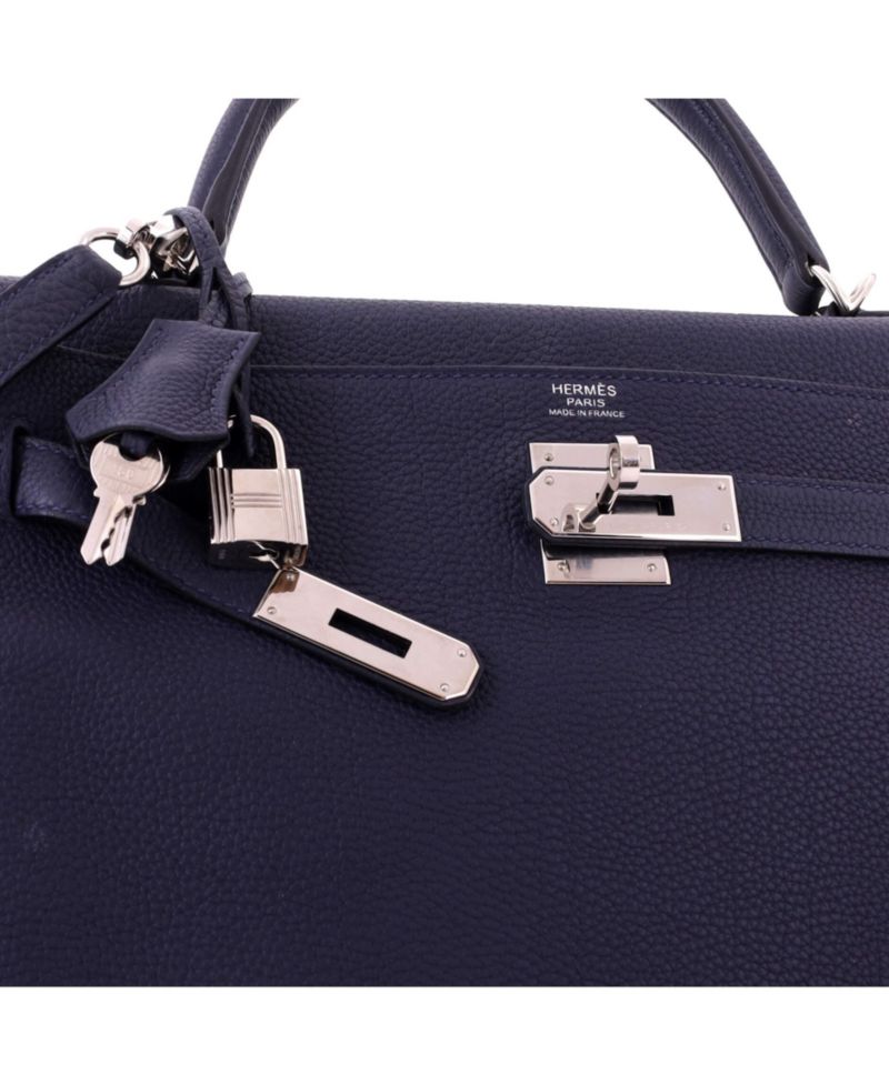 Kelly 32 Handbag Blue Togo with Palladium Hardware