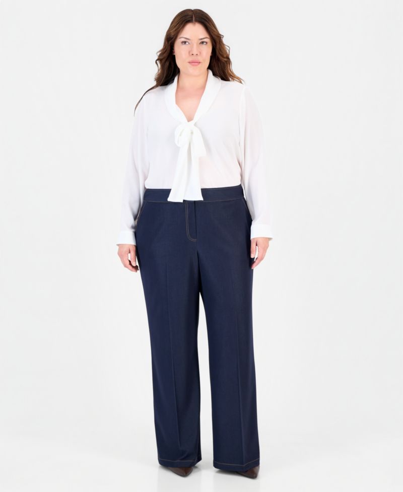 Plus Size Wide-Leg Mid-Rise Pants