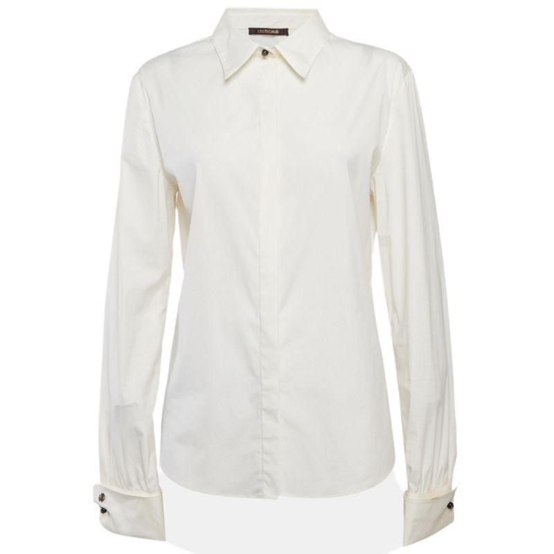 Women's Cream Cotton Long Sleeve Shirt