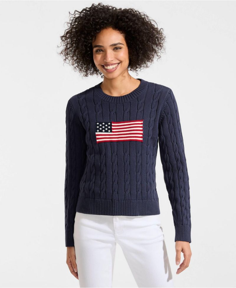 Women's American Flag Drifter Cable Sweater
