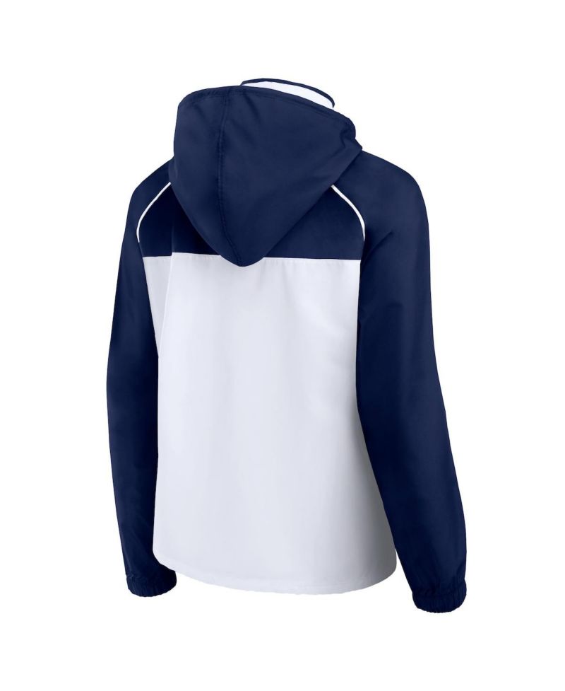 Women's White/Navy Minnesota Timberwolves Anorak Raglan Full-Zip Hoodie Jacket