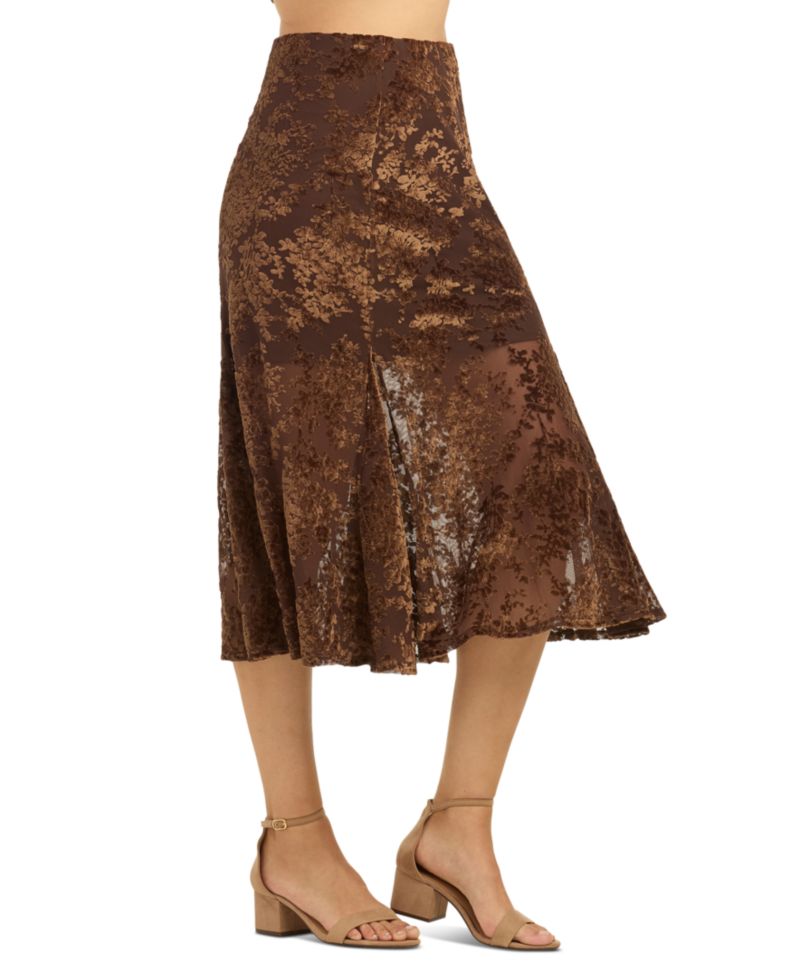 Juniors' High-Waisted A-Line Midi Skirt
