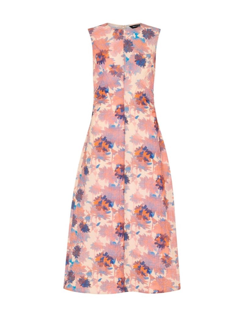 Women's Sleeveless Floral Textured Midi Dress