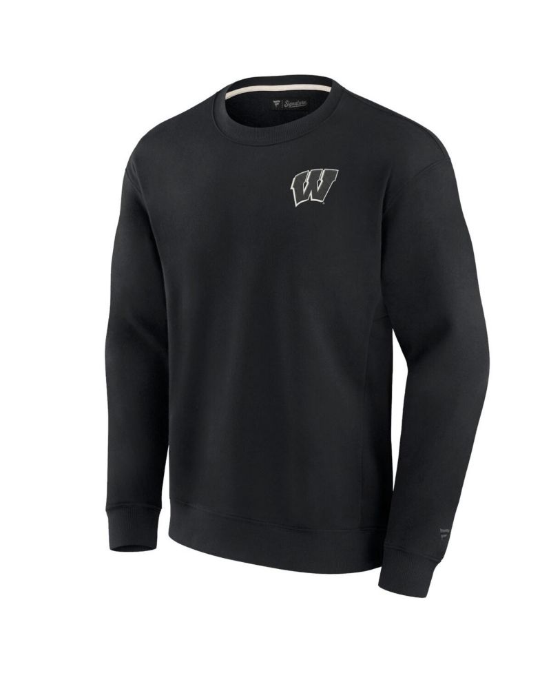 Men's and Women's Black Wisconsin Badgers Super Soft Pullover Crew Sweatshirt
