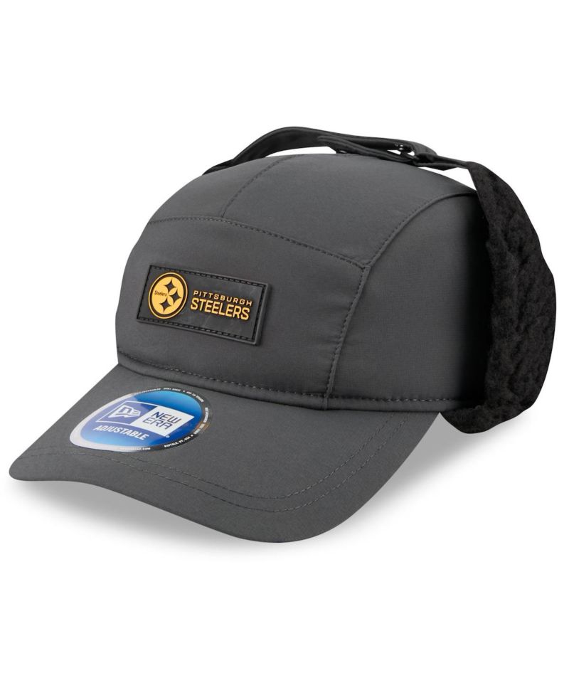 Men's Charcoal Pittsburgh Steelers 2025 Sideline Cold Weather Runner Dog Ear Adjustable Hat