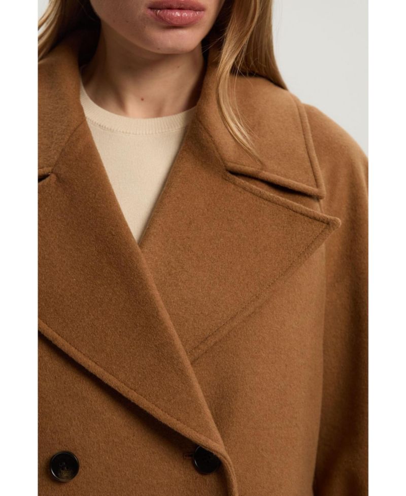 Women's Brushed Wool Double Breasted Short Coat