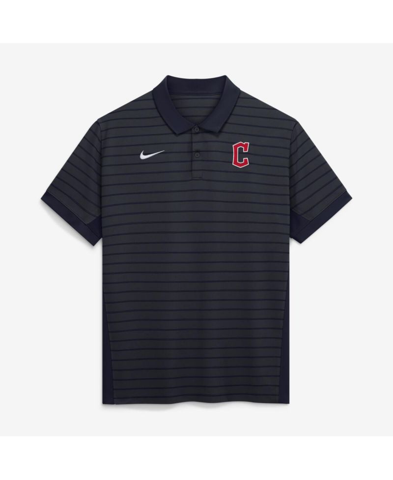 Men's Navy Cleveland Guardians Authentic Collection Striped Victory Dri-FIT Polo Shirt