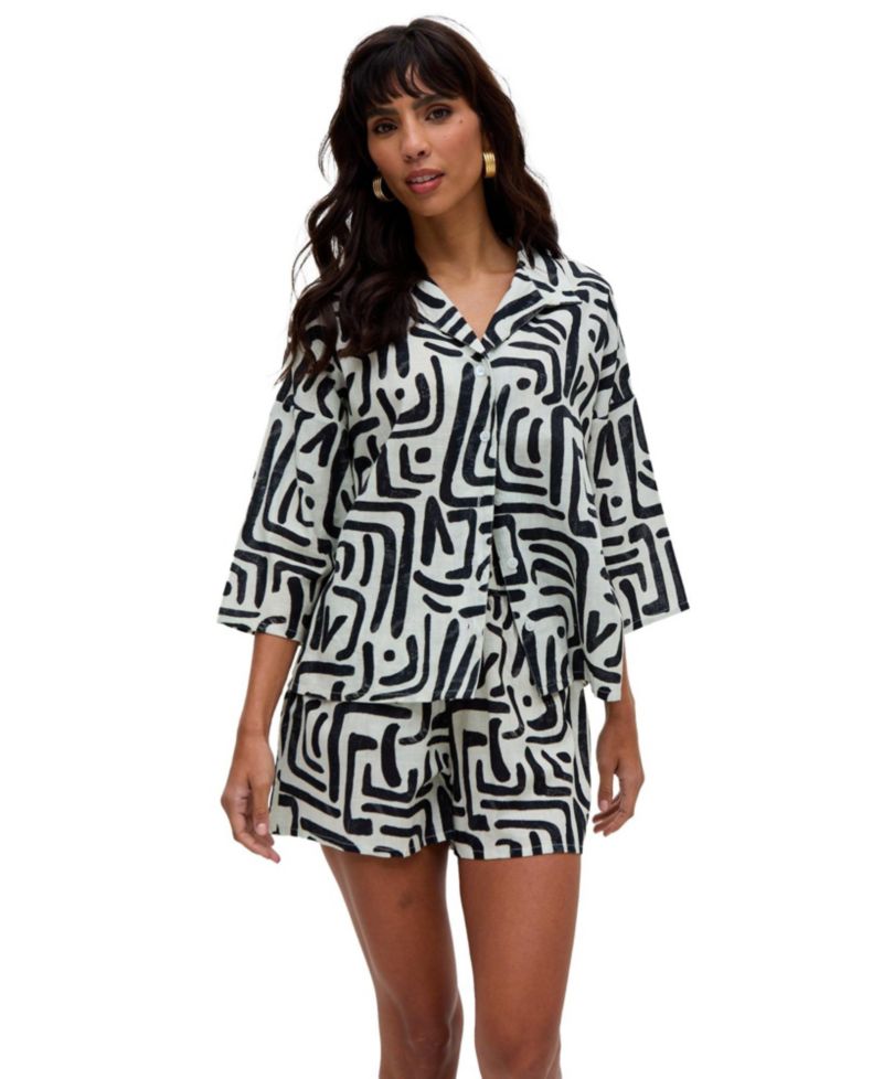 Women's Nicola Paperbag Waist Warhol Print Shorts