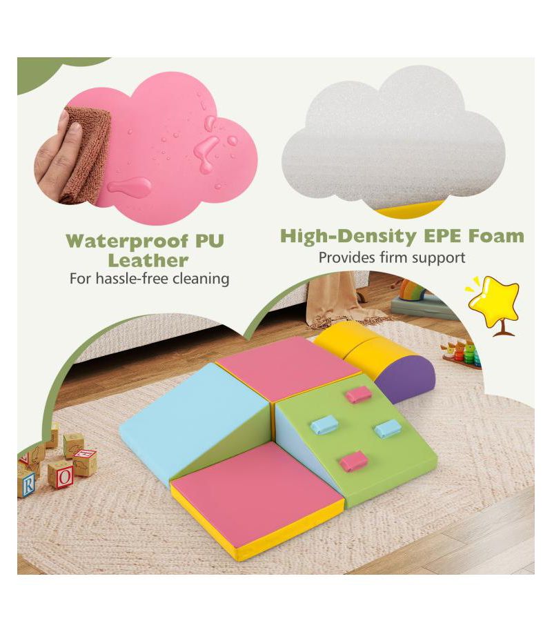 6 Piece Foam Climbing Blocks with Hook and Loop Fasteners