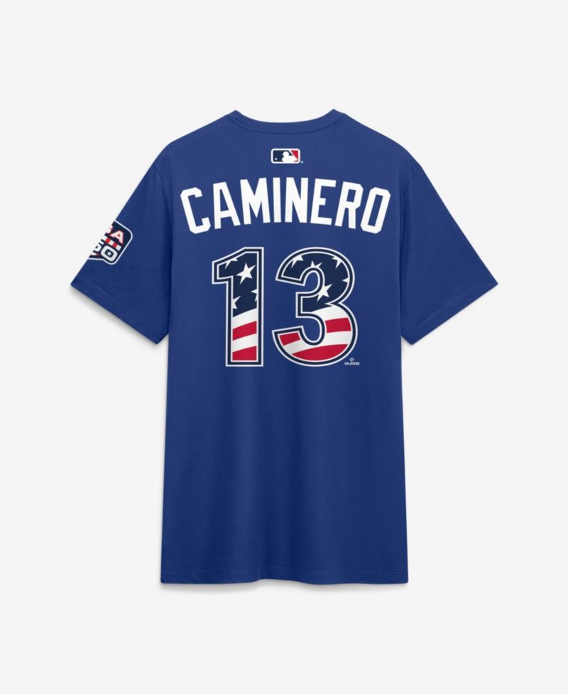 Men's 2026 All-Star Game American League Junior Caminero Rush Blue Name & Number T-Shirt