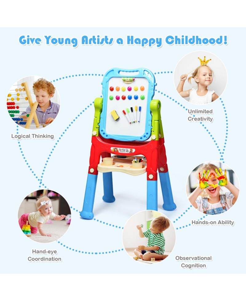 Height Adjustable Double-Sided Magnetic Kids Art Easel