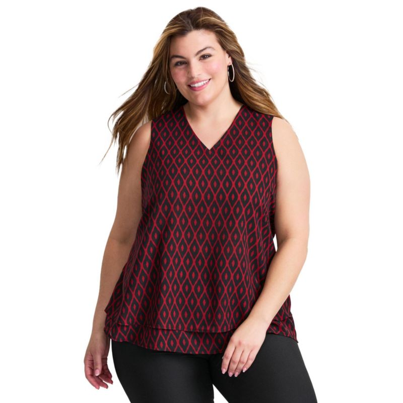 Women's Tops & Tees Plus Size Sleeveless Double Layer Swing Tank