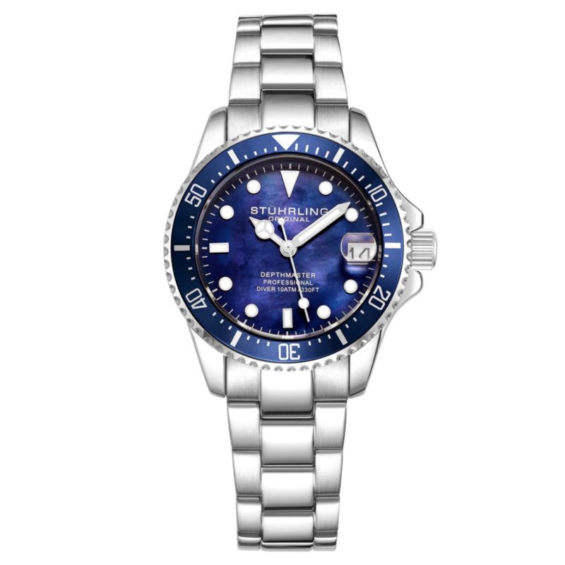 Women's Diver, Silver-tone Bracelet, Pink MOP Dial Watch