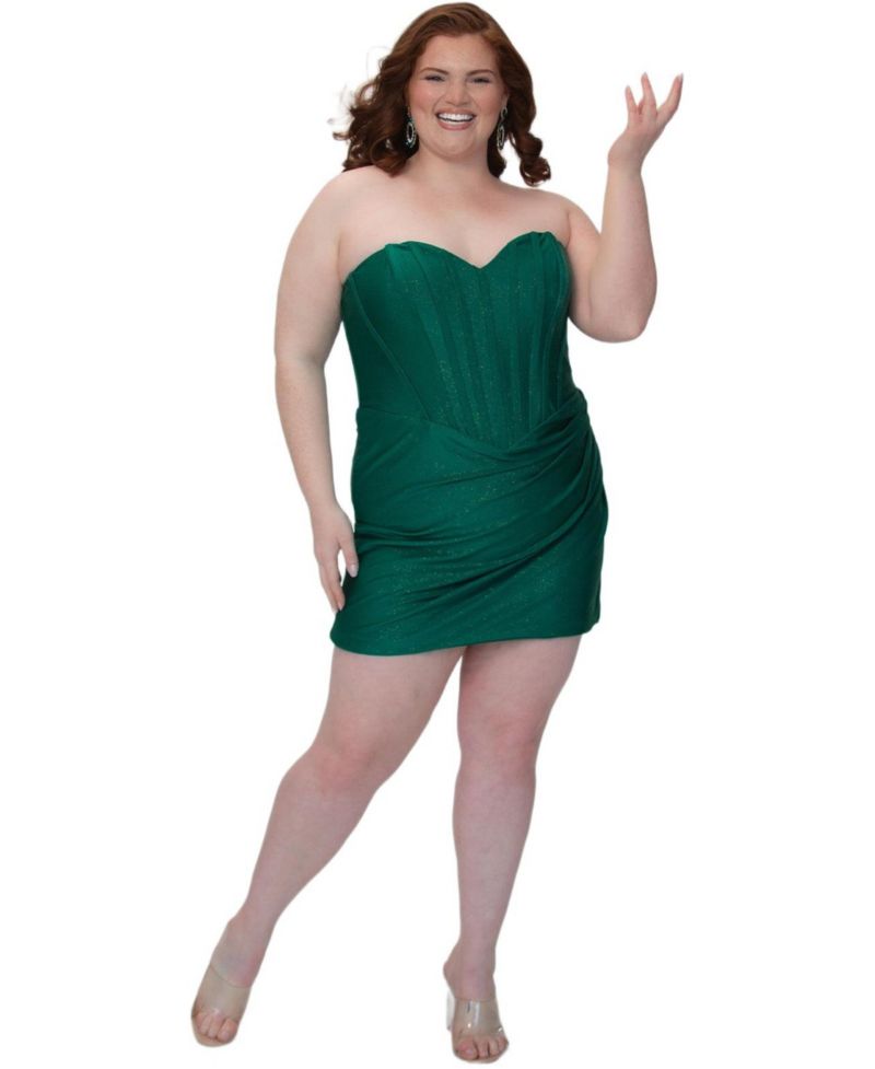 Plus Size Green Strapless Corset Mini Dress