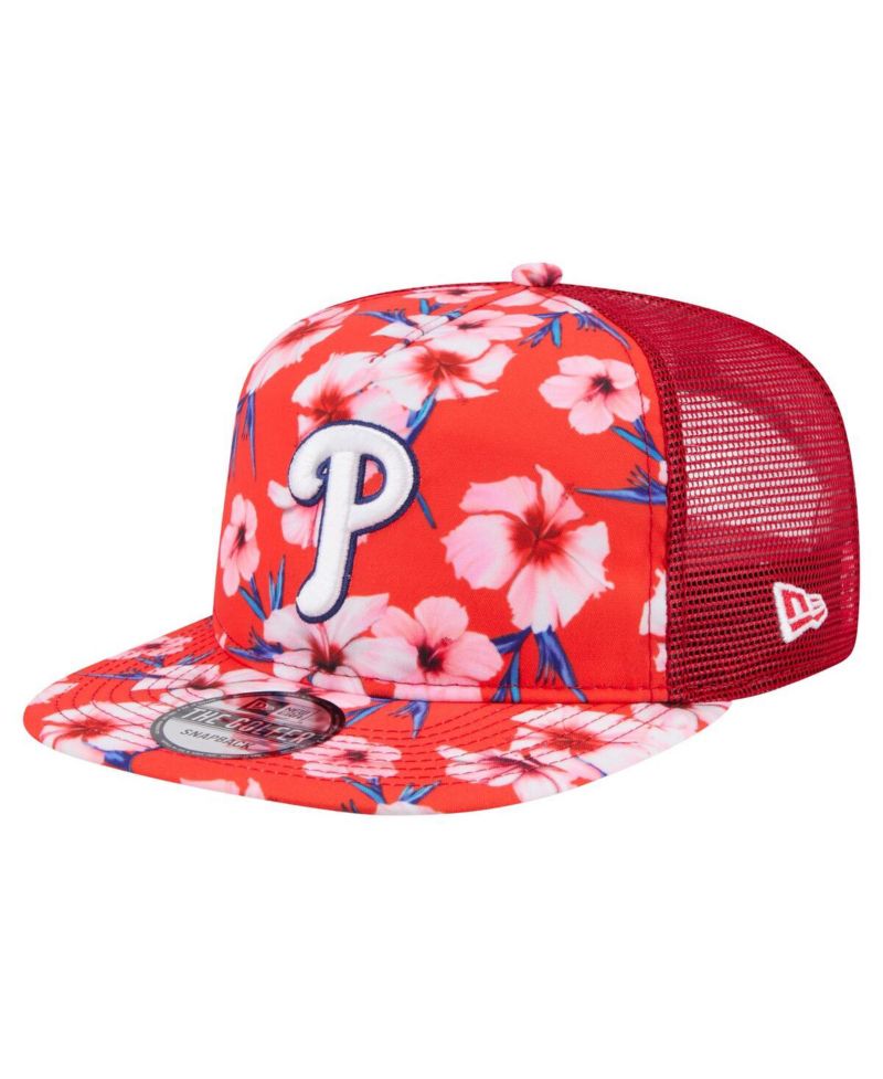 Men's Red Philadelphia Phillies Adventure Pattern Golfer Trucker Snapback Hat