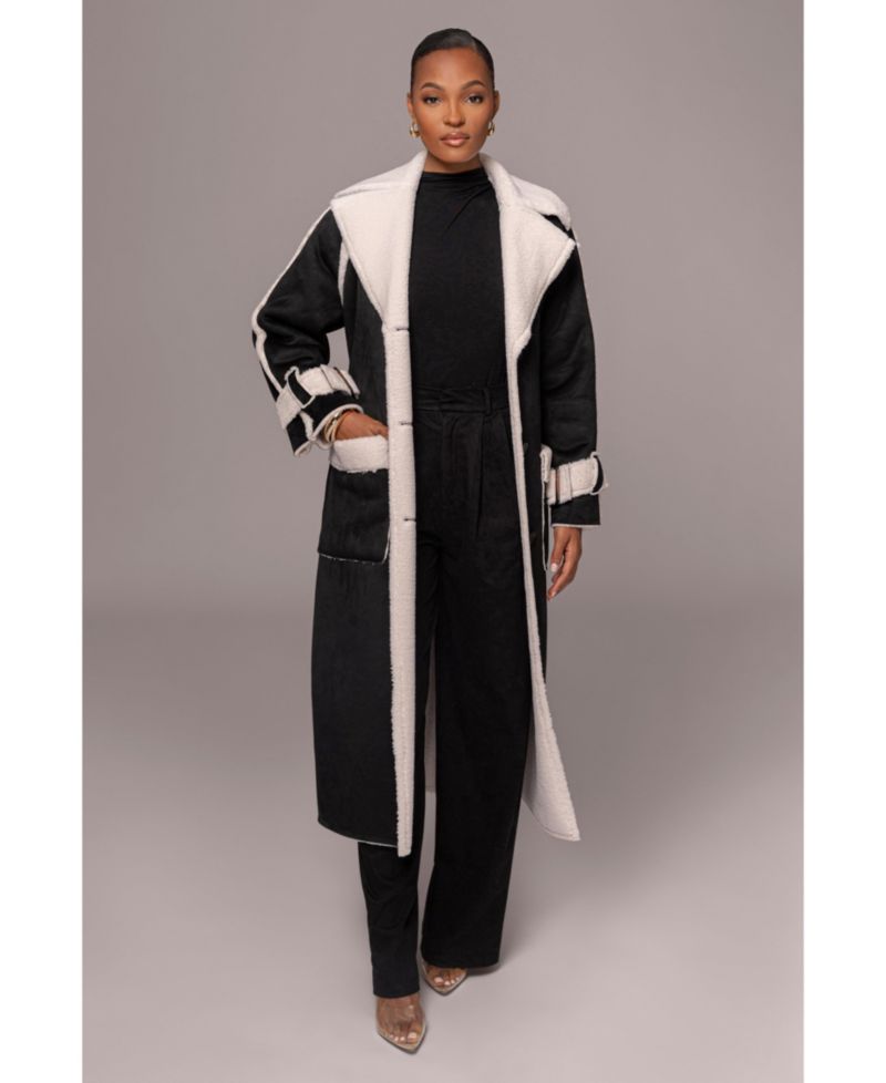 Women's Suede And Sherpa Reversible Coat